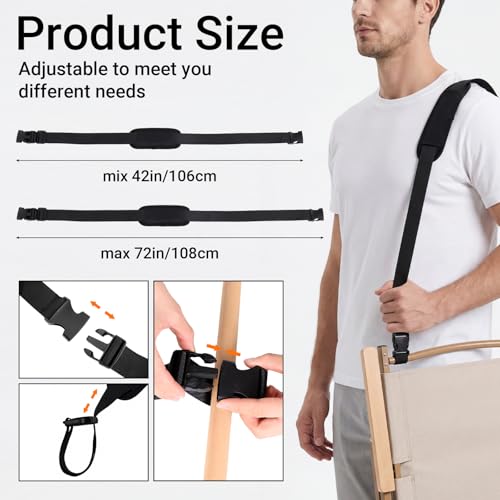 Hokoad 3 Pack Adjustable Carrying Straps Set Includes 1 Box Carrying Strap with Handle, 2 Shoulder Straps for Folding Chai...