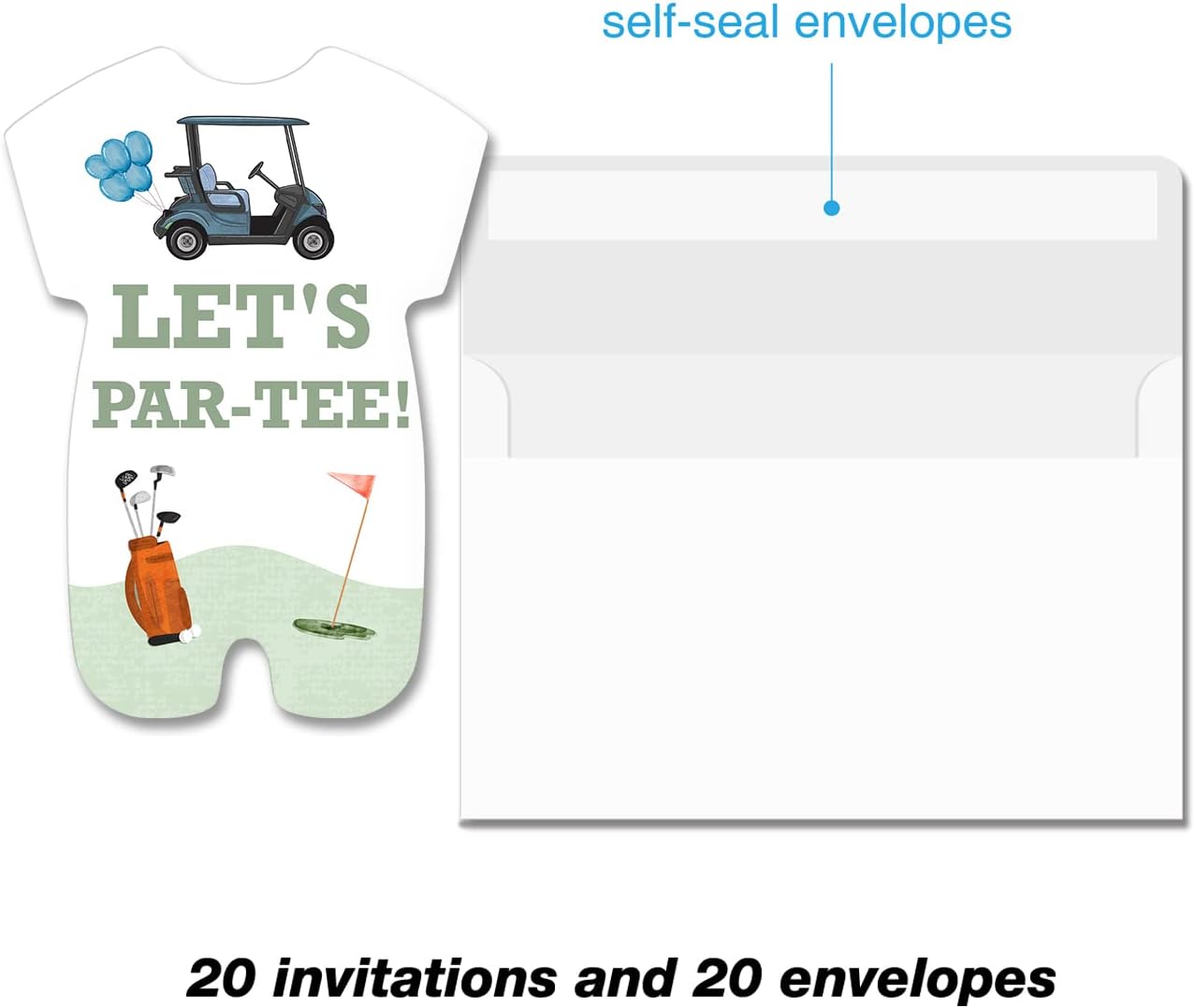 Golf Baby Shower Invitation with Envelopes Set of 20 Golfing Gender Neutral Party Shaped Invitations Fill in Blank Invites