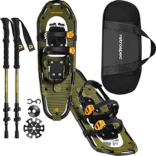 Retrospec Drifter Snowshoes & Trekking Poles Bundle with Adjustable Bindings - Lightweight Aluminum Snow Shoes for Women &...