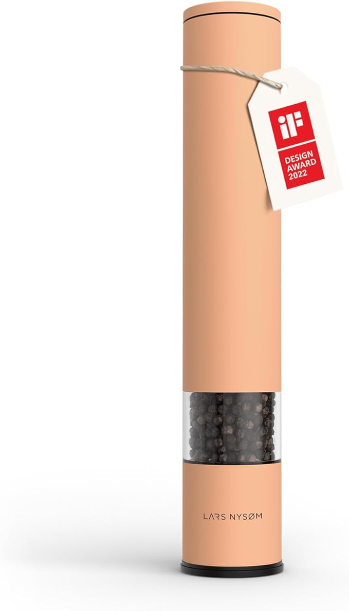 LARS NYSØM Salt Pepper Mill Manual with adjustable ceramic grinder from coarse to fine I Design Spice Mill (Creamy Peach)