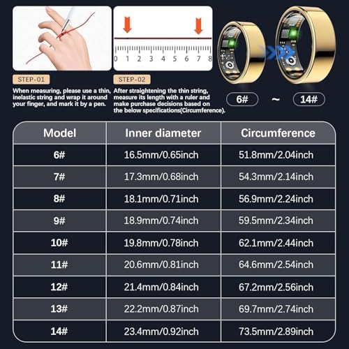 Health Tracker Ring, Smart Health Ring for Women Men with Heart Rate, Blood Oxygen, Sleep Monitor, Steps,Calories, No Subs...