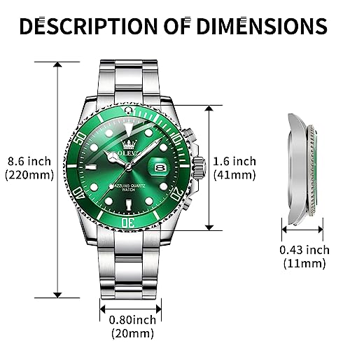 OLEVS Luxury Watches for Men Big Face Stainless Steel Business Dress Analog Quartz Watch with Day Waterproof Luminous Mens...