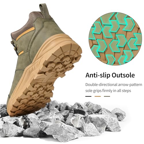 HARENCE Men's Waterproof Hiking Boots Lightweight Slip-Resistant Ankle Support for Trekking Walking