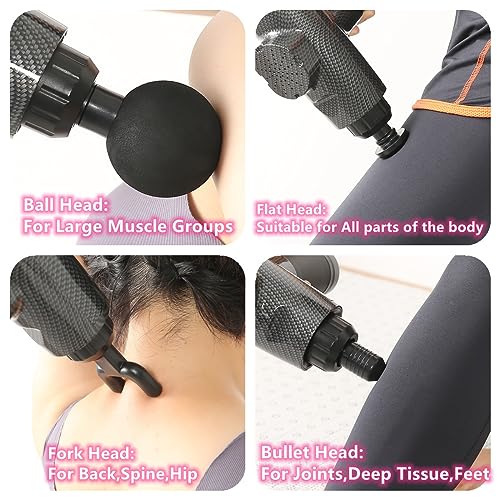 Falafale 6Pcs Massage Heads with Storage Bag, Replaceable Massager Gun Attachment, Massage Gun Deep Tissue Plug&Play Appli...