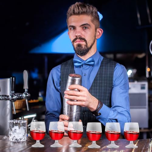 Roshtia 24 Pcs Mini Shot Glasses 1.75 oz Small Brandy Snifters Clear Reusable Plastic Cute Cognac Glasses Port Glasses Cup...