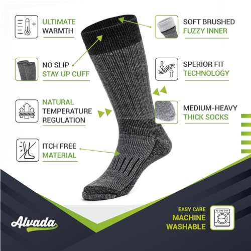 Alvada Warm Thermal Wool Socks for Winter Moisture Wicking and Breathable Cozy Boot Socks