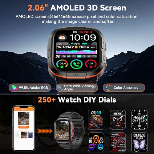 Smart Watch for Men Fitness Tracker: Make/Answer Call Military Smart Watches for Men Digital Watches Heart Rate Monitor Wa...