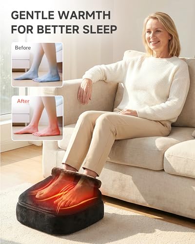 Snailax 2-in-1 Shiatsu Foot and Back Massager with Heat - Kneading Foot Warmer, Electric Feet Massage, Massagers for Back,...
