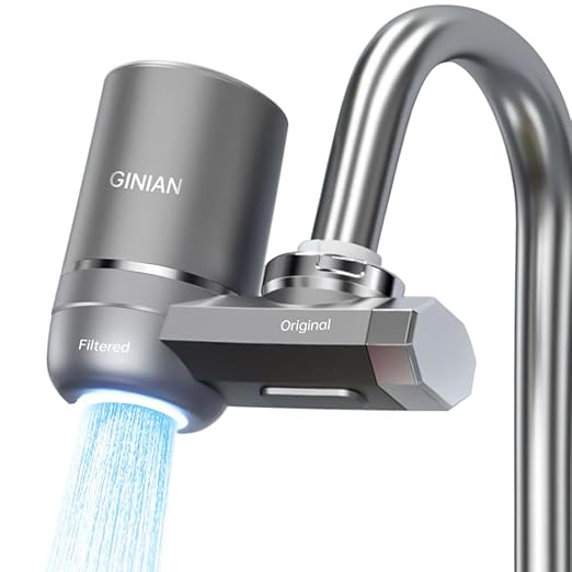 Water Filter for Sink Faucet Mount Filter Purifier System,Filters Over 60 substances,New Leak-Proof Technology，0.01 Micron Filtration Accuracy（Without Blue Light)