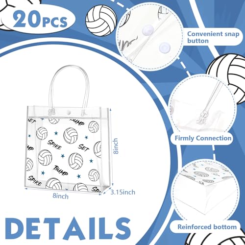 Aliceset 20 Pcs Volleyball Clear Treat Bags with Handles Volleyball Goodie Bags Sport Theme Party Favor for Team Snack Bir...