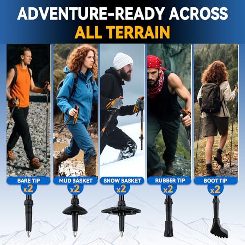 Clostnature Trekking Poles for Hiking – Collapsible Lightweight Hiking Poles, 2 Pack Aluminum Walking Sticks for Women, Me...