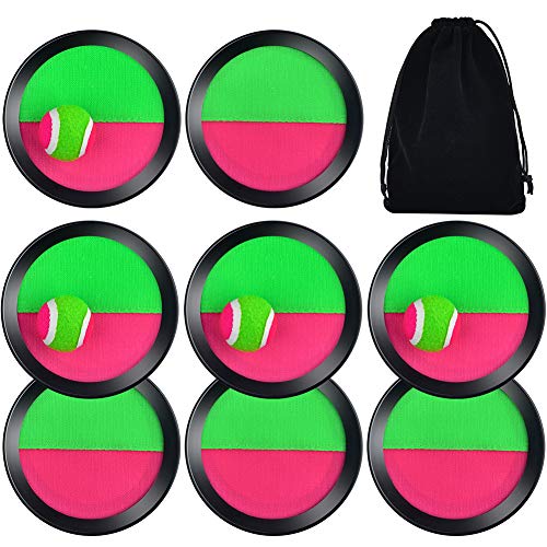WXJ13 4 Sets Paddle Catch Ball and Toss Game 15.5cm Velcro Catch Ball Set for Sport with a Bag