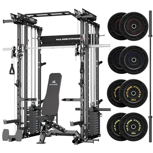 Major Fitness Drone MAX V Smith Machine with Weight Stacks, All-in-One Home Gym Squat Rack--2500LB Capacity, Dual LAT Pul...