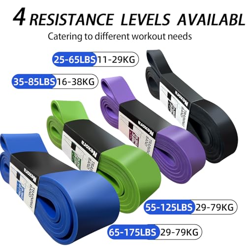 Heavy Duty Resistance Bands Set, 4 Resistance Levels 25-175LBS, 82 Inch Natural Rubber Workout Bands for Home Gym Travel, ...