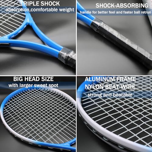ZHUOKECE Tennis Rackets for Adult, 2 Players Adult Recreational Tennis Rackets Set for Beginners and Professional with 4 T...