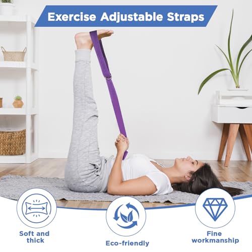 JOUTYFOR 10 Pcs 8ft Yoga Strap for Stretching Bulk with Adjustable Metal D Ring Buckle Loop Exercise Band Stretching Belt ...