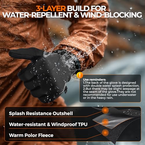 rivmount Winter Gloves Women Men, Cold Weather Touch Screen Liner Glove, Windproof 3-Layers, for Running, Cycling, Biking,...