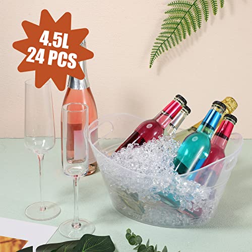 Norme 48 Pcs Oval Storage Tub with Handles, 4.5L Plastic Clear Ice Bucket Wine Beer Champagne Bottle Drink Cooler Tub for ...