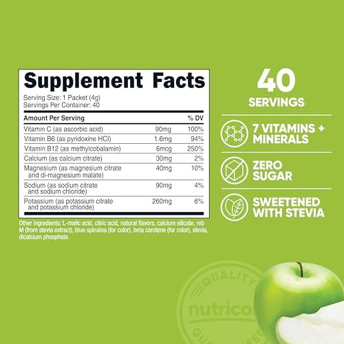 Nutricost Electrolytes Complex, Green Apple Flavored, 40 Stickpacks - Advanced Hydration Complex