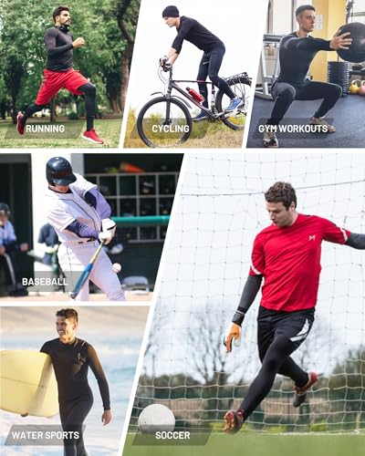 Moozava Mens Compression Shirt Long Sleeve Quick Dry Athletic Workout Gym T-Shirt SPF Running Top Sport Undershirt Base Layer