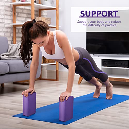20 Pcs Yoga Blocks Bulk Eva Foam Exercise Brick Purple Non Slip Gymnastic Soft High Density Dance for Girls Women Toning M...