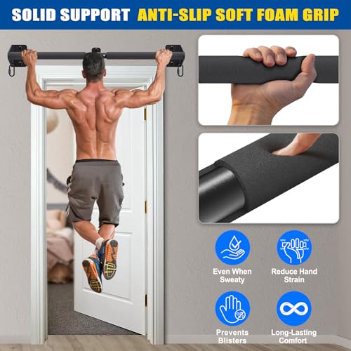 Kipika Wall Mounted Pull Up Bar - Heavy Duty 450 LB Capacity Doorway Chin Up Bar for Home Gym, Sturdy Steel Construction w...