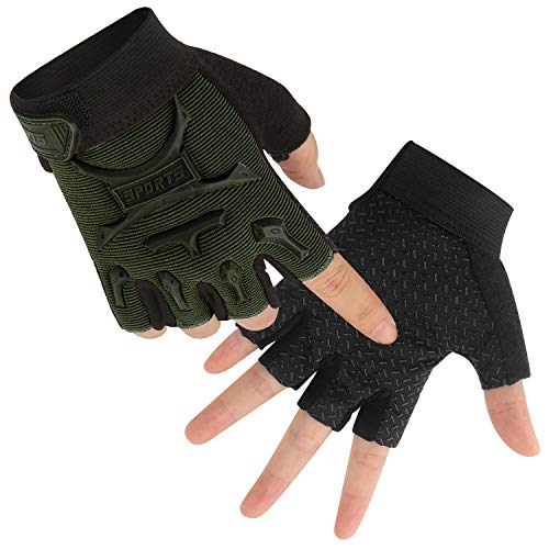 Kids Half Finger Cycling Gloves Non-Slip Fingerless Adjustable Mitten Shock-Absorbing Gloves for 3-6 Years Old Boys Girls ...