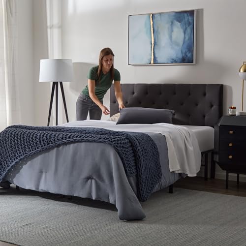 Lucid Mid-Rise Upholstered Headboard - Diamond Tufted - Padded Polyester - Adjustable Height from 34” to 46” - Easy Assemb...