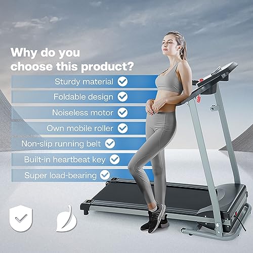 HomJoones Home Foldable Treadmill with Incline, Folding for Workout, Electric Walking Machine 15 Preset or Adjustable Prog...