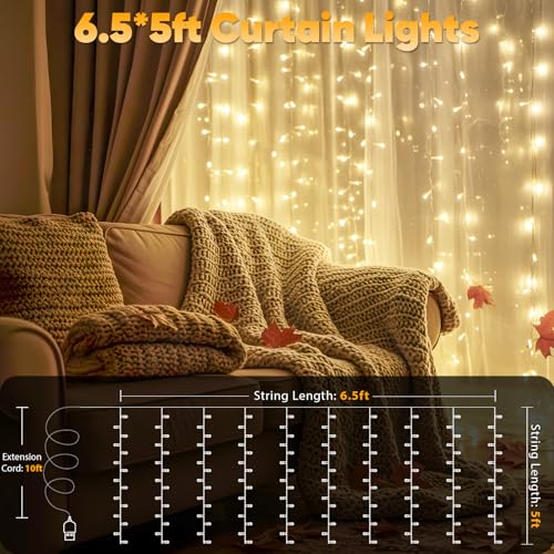 suddus Curtain Lights for Bedroom, 150 Led Hanging String Light Outdoor, Fairy Curtain Lights Indoor for Christmas, Dorm, ...