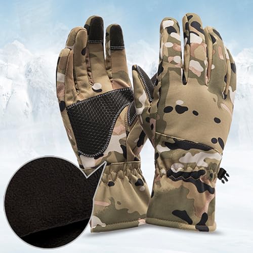 CLeemuziN Men Winter Cold Weather Gloves Water-Repellent Windproof Ski-Snow-Gloves-Mittens Camo/Solid Thermal-lined-Mittens