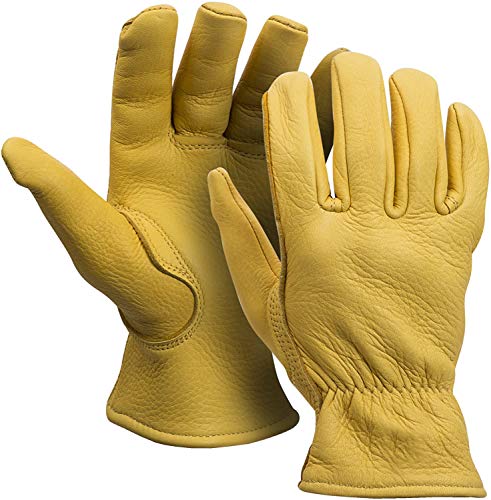 AMERICAN FUR MEN`S FULL GRAIN TAN DEERSKIN LEATHER GLOVES LINED 40 GRAM