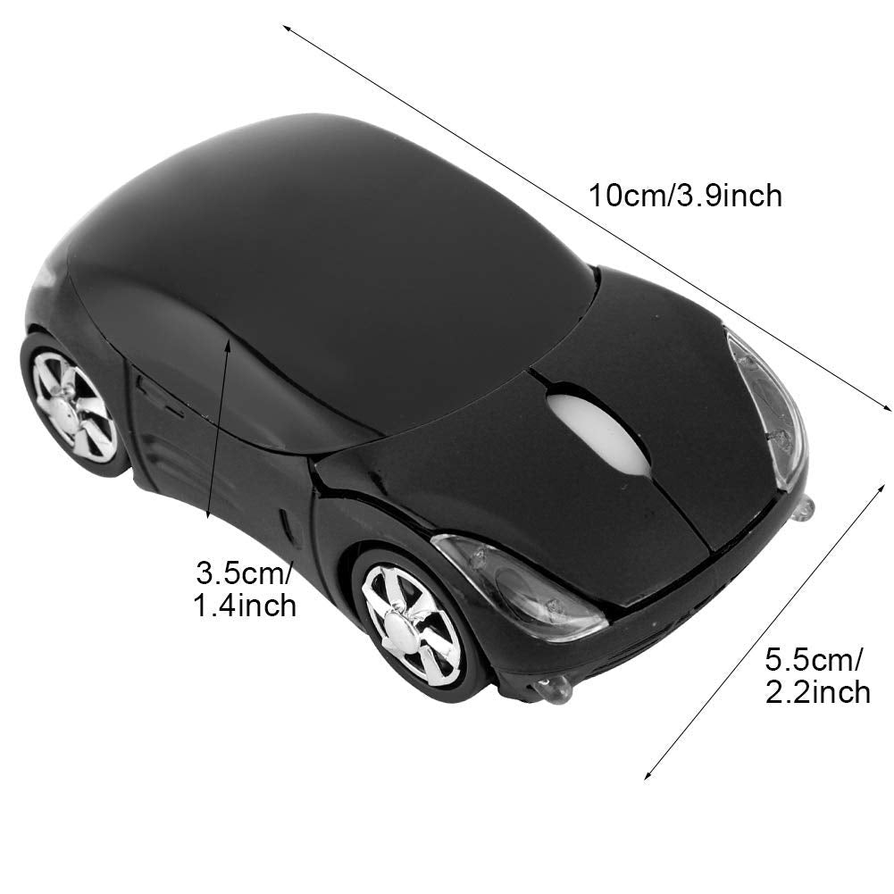 ASHATA 2.4G Wireless Mouse Car Mouse with USB Reciver 1600DPI Optical Mouse for PC Computer Laptop Tablet, High Precision Cute Mouse for Win XP/Vista/Win7/ME/2000/for Mac OS (Black)