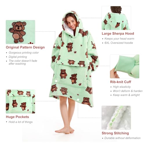Narecte Cozy Oversized Blanket Hoodie Wearable Blanket Adults Soft Hooded Blanket Hoodie Birthday Gifts for Women Christmas