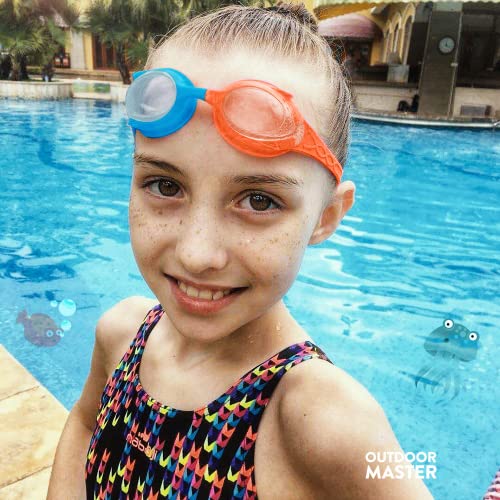 OutdoorMaster Kids Swim Goggles 2 Pack - Quick Adjustable Strap Swimming Goggles for Kids