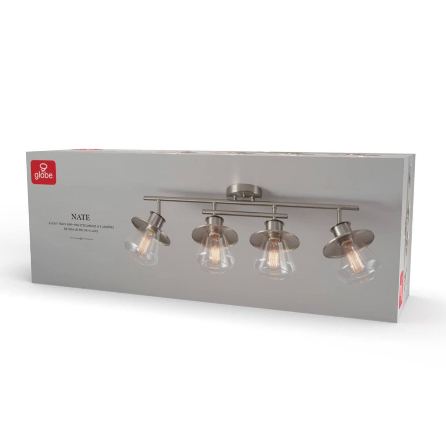 Globe Electric 57504 4-Light Track Lighting, Brushed Nickel, Metal, Clear Glass Shades