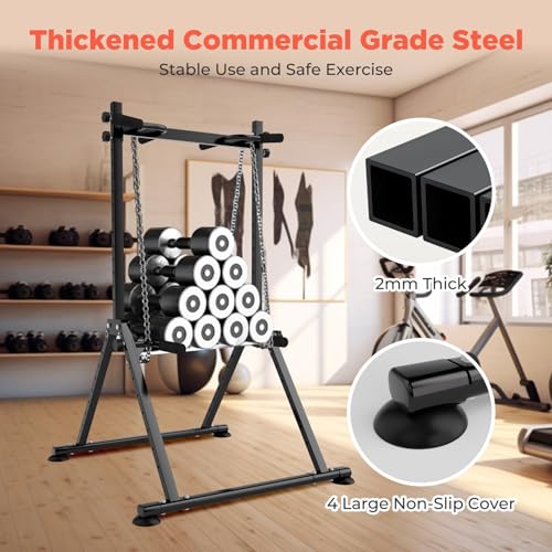 Leasbar Foldable Power Tower Dip Station Pull Up Bar, Multifunction Triangular Structure Pull Up Station Home Gym Strength...