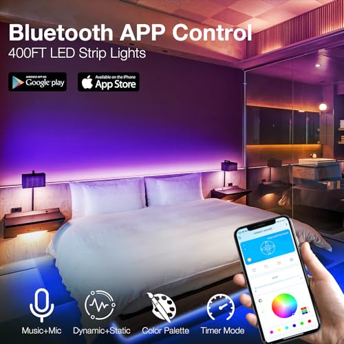 DAYBETTER LED Strip Lights 400 ft, Smart Light with App Remote Control, RGB LED Lights for Bedroom, Music Sync Color Chang...
