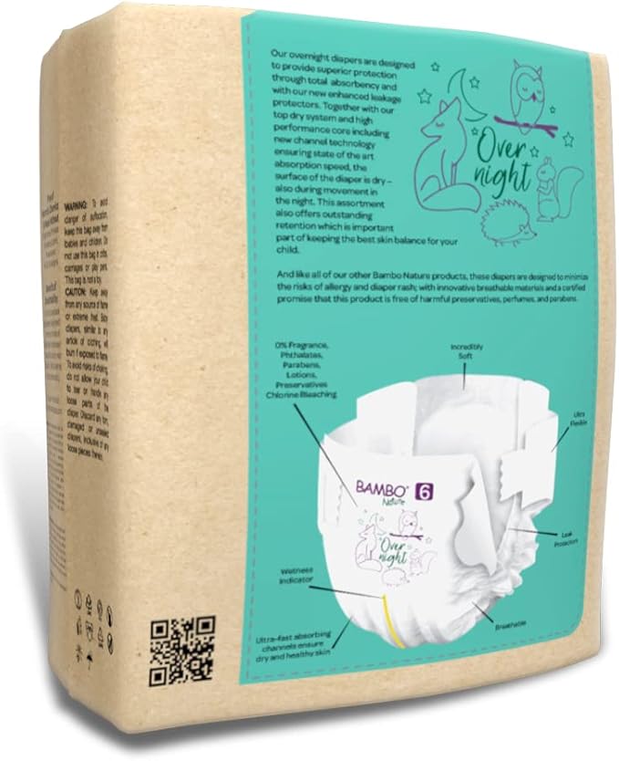 Bambo Nature Overnight Baby Diapers (Sizes 3 TO 6), Size 6, 20 Count