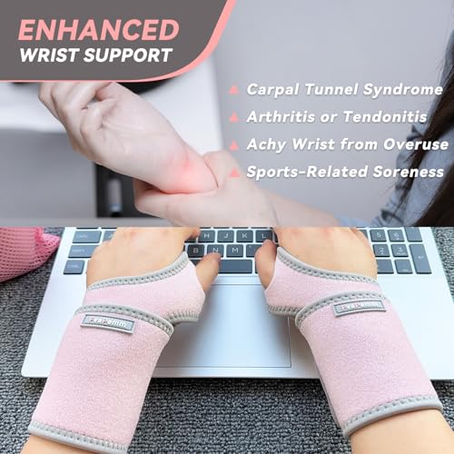 FvaPemm Carpal Tunnel Wrist Brace for Right Left Hand 2 Pack, Wrist Support Wraps for Women Men, Adjustable Wrist Brace fo...