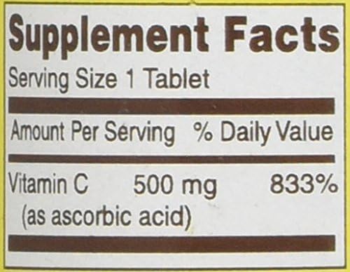 MASON NATURAL Vitamin C 500 mg - Supports Healthy Immune System, Antioxidant and Essential Nutrient, 100 Tablets (Pack of 2)