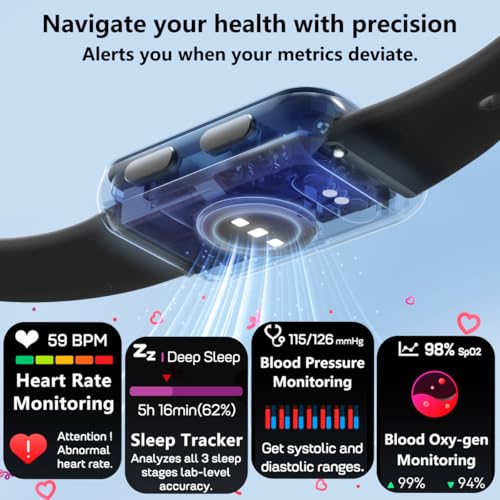 MorePro Health Fitness Tracker with Blood oxy-gen Monitor and 24/7 Heart Rate and Blood Pressure, Sleep Monitor, 120+ Spor...