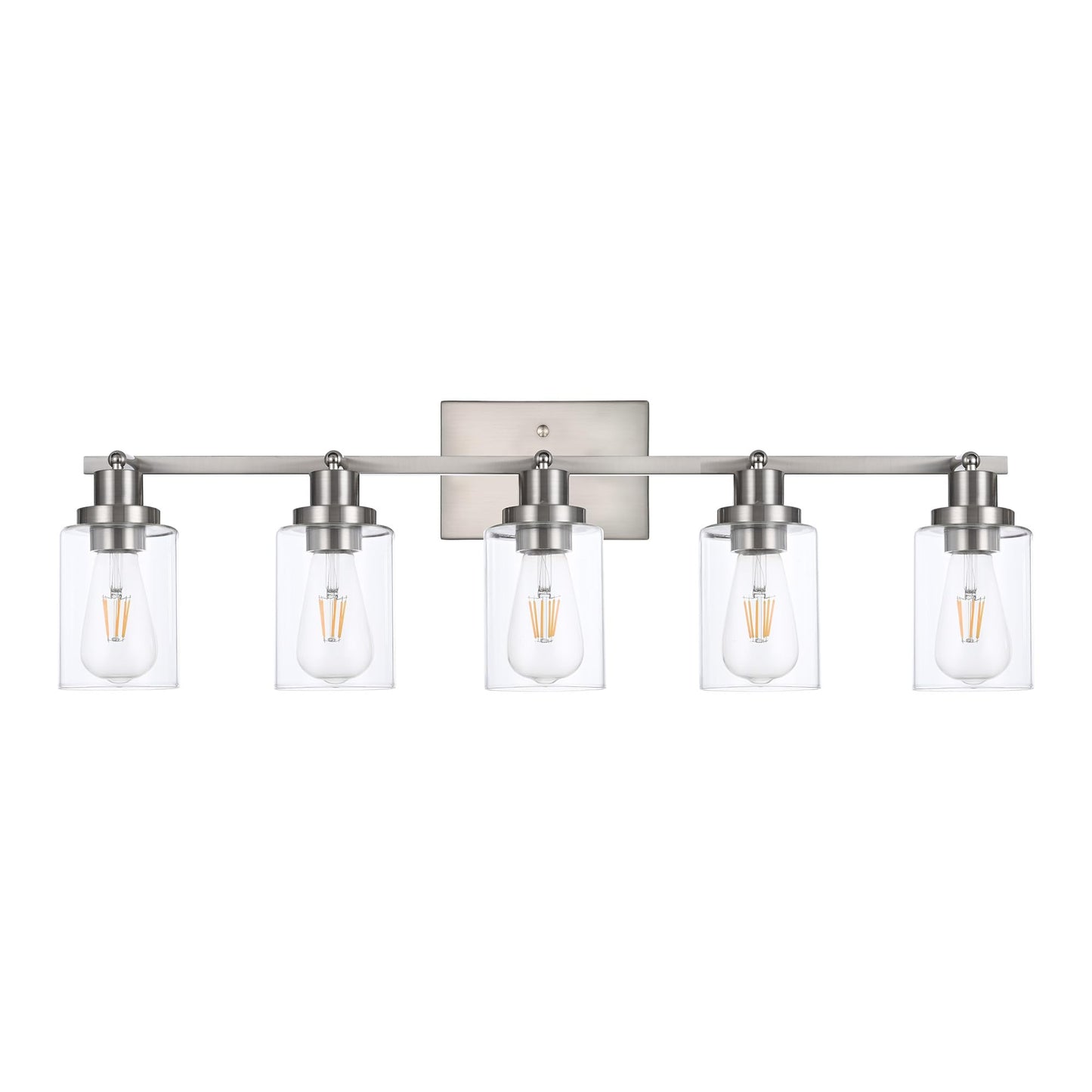 Wanluce 5 Light Track Lighting Kit Brushed Nickel Kitchen Track Lighting Fixtures Ceiling Mount Bathroom Vanity Wall Scones Light Fixture With Clear Glass  Rotatable Spotlight For Kitchen Shop Hallway