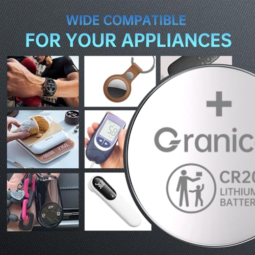 Granicell 2025 Battery Compatible with Apple AirTag CR2025 Lithium 3V Coin Battery for Child Safety, Suitable for Key Fob...