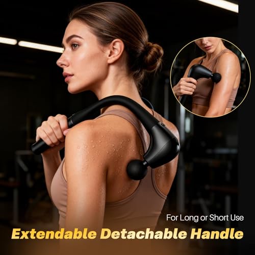 KAELUX G4D Fascia Gun with Detachable U-Shape Long Handle, 10mm Deep Tissue Percussion, Brushless Motor, Up to 2800 RPM, T...