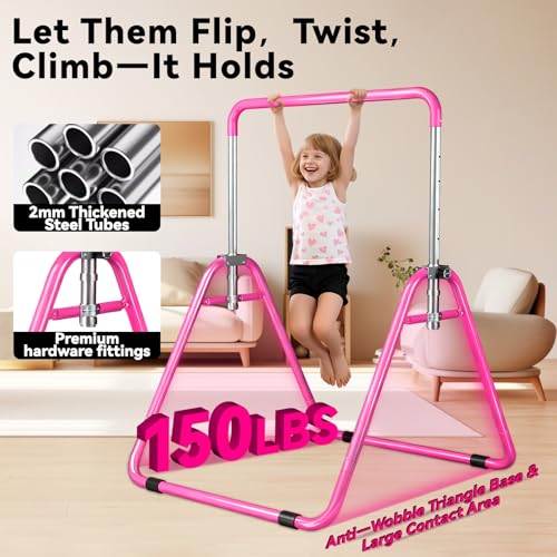 WATBKHE Kids Gymnastics Bar Gymnastic Equipment for Home Adjustable Height Gymnastic Training Bar Gymnastic Stuff for 3-7 ...