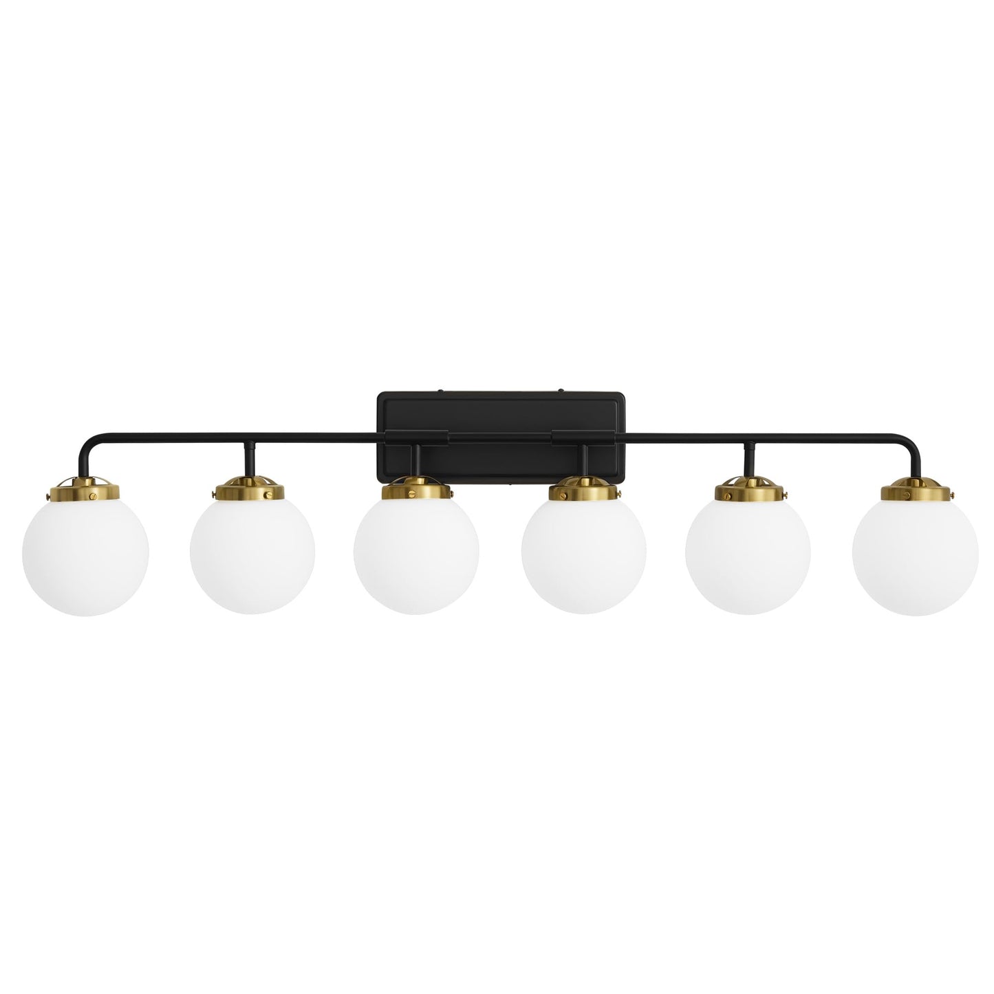 Deyidn Black Gold Bathroom Light Fixtures Over Mirror  Modern Vanity Lighting With Milk White Glass Globe Shades 6-Light Farmhouse Wall Sconce