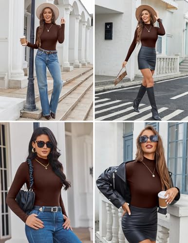 Ekouaer 3 Pack Womens Mock Turtleneck Tops Long Sleeve Shirts Slim Fit Fall Fashion Thermal Underwear Basic Winter Clothing