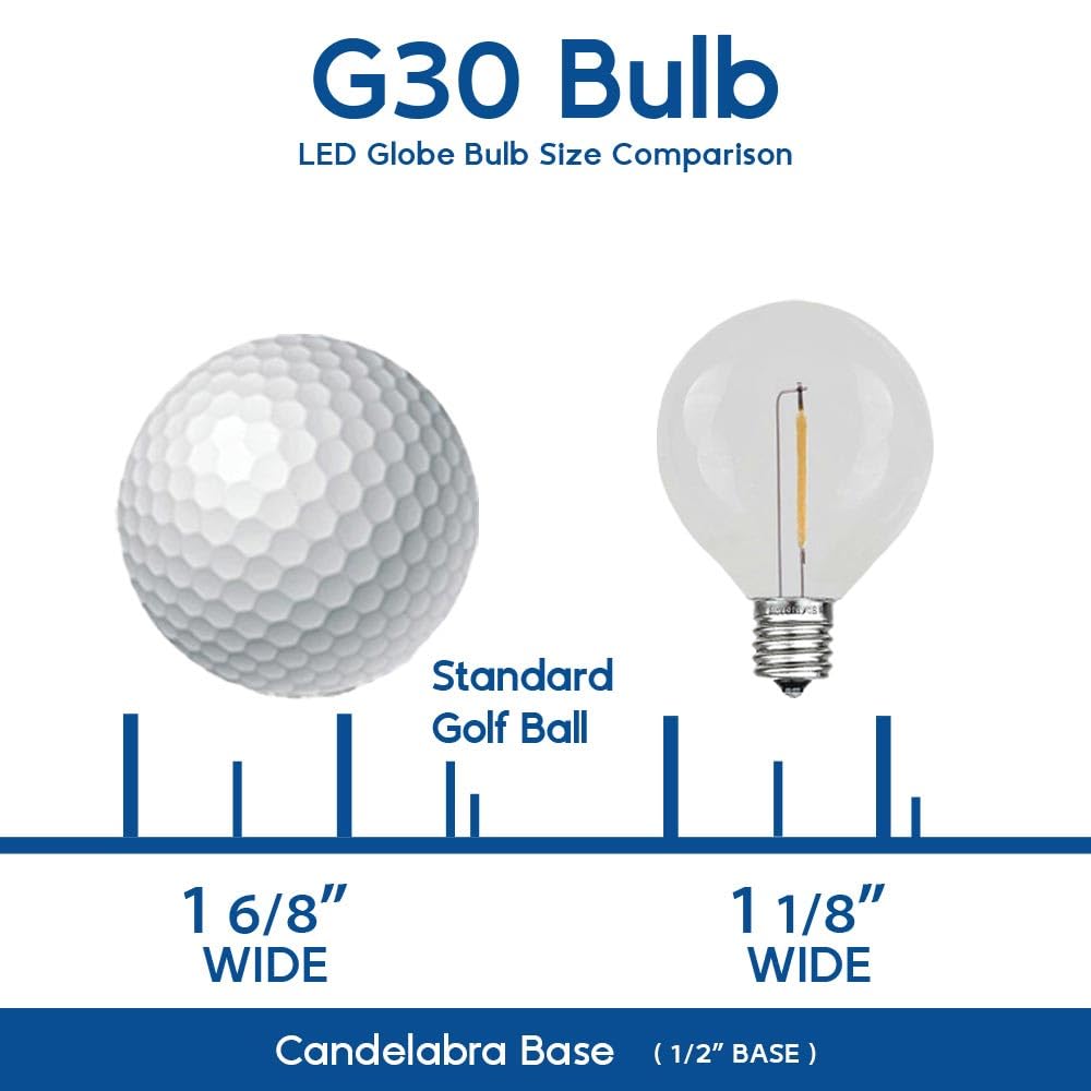 Novelty Lights 25 Pack G30 Warm White Outdoor Globe Light Bulbs  Glass Vintage Filament  Globe String Lights Replacement