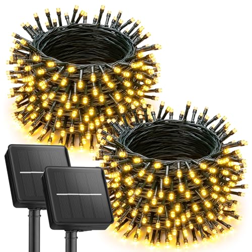 Brightown 2 Pack Solar String Lights Outdoor Waterproof, 92Ft 240 LED Solar Lights Outdoor with 8 Modes, Outdoor Light Sol...